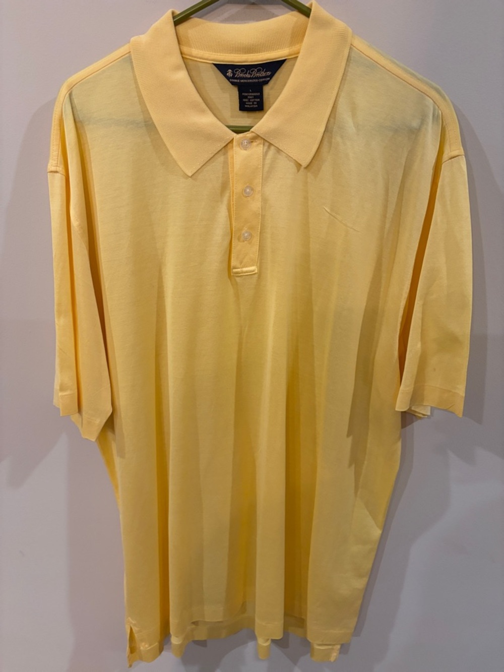 Brooks Brothers Light Yellow Polo Shirt Men's L
